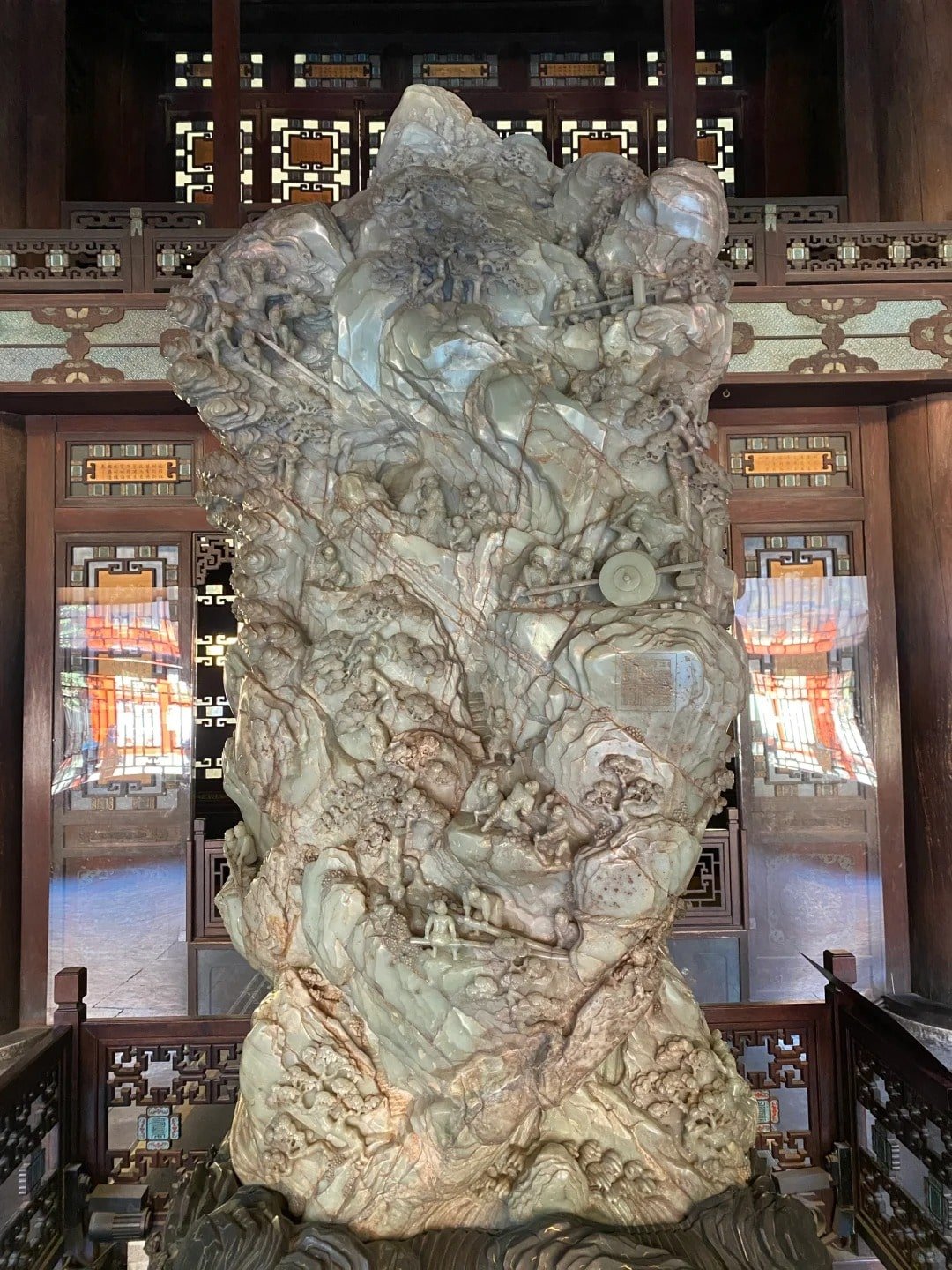 Jade Mountain Sculpture of Yu the Great Controlling the Flood Jade Mountain Carving with Design of Yu the Great Controlling the Flood